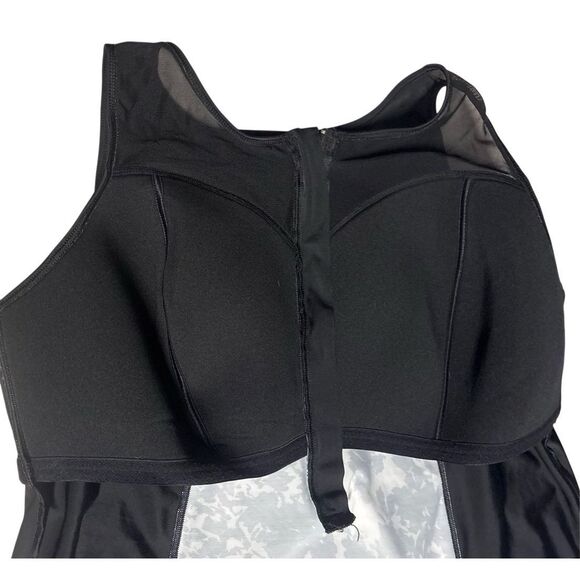LANE BRYANT SWIM BLACK WHITE LIVI WIRELESS HALF-ZIP TANKINI TOP 2X Size Tag Gone - Picture 5 of 6